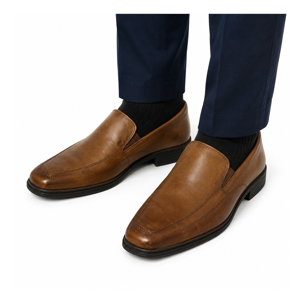 Clarks Collection Tan Leather Ultimate Comfort Slip On Loafers 12M Dress Casual